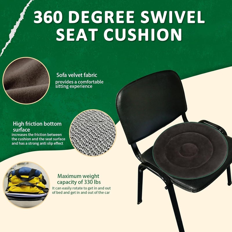 Ehucon 360 Degree Swivel Seat Cushion for Car or Chair,Rotating Seat Cushion Pivot Disc Pad for Elderly,Swivel Car Seat Chair Assist for Elderly to Turning Easily from Bed to Wheelchair - Image 3